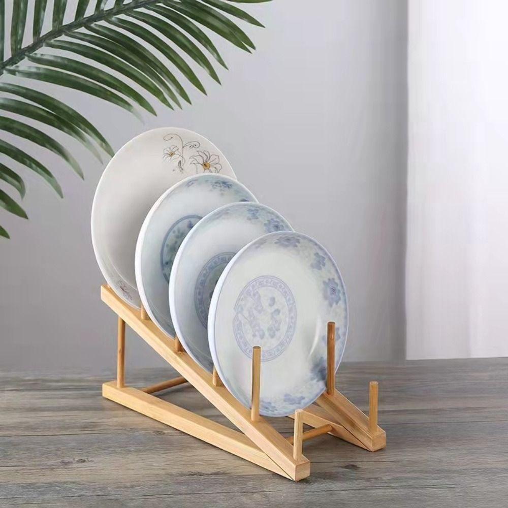 Drying Bamboo Dish Rack 5 Layers Dish Drain Rack Paint Art Organizer Pot Lid Holder  School/Office