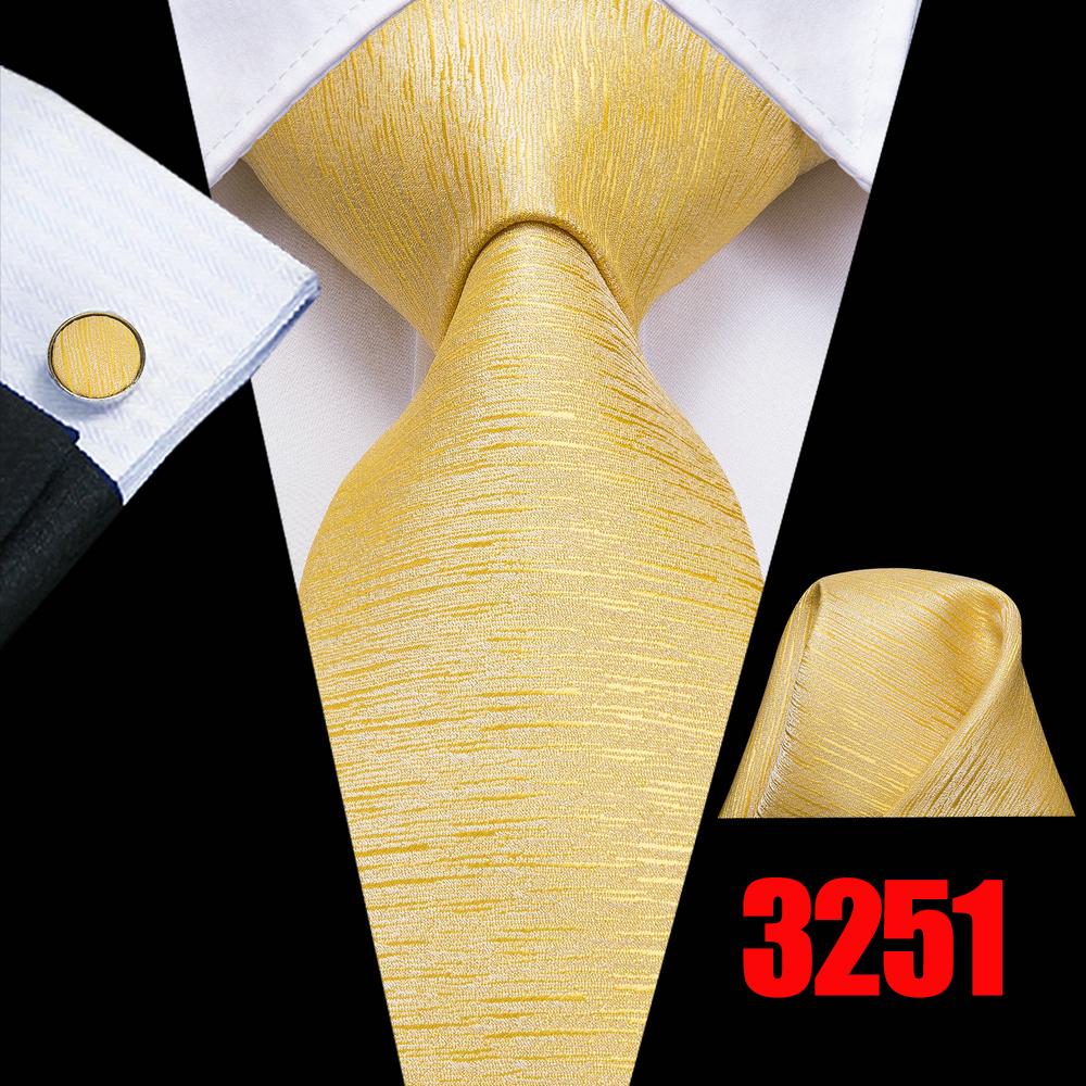 Hi-Tie Mens Golden Silk Tie Business Wedding Necktie Hanky Cufflinks