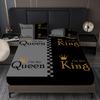 Queen King Golden Crown Couple Print Fitted Sheet Set 1* Fitted Sheet+2*Pillowcases Mattress Cover Soft Breathable Bedding Set