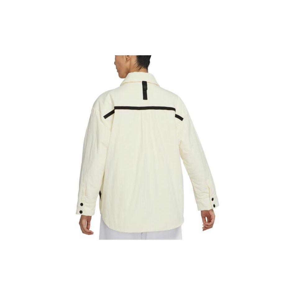 Nike Solid Cotton Shirt Jacket Women Outerwear Beige DD4631-715