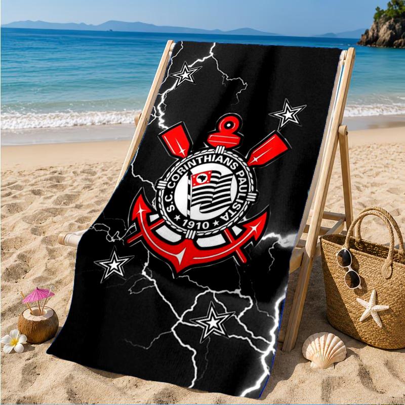 Sport Club Football Crest Printed Microfiber Beach Towel, Soft And Absorbent, Quick-Dry, Ideal for Summer Travel, Beach Essential, Swimming Pool