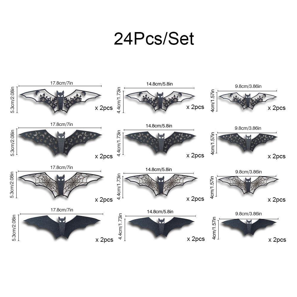 3D Bat Wall Stickers Hollow Out Black Bat Mini Halloween Decoration For DIY Halloween Party Horror House Scary Decal Decor TMZ