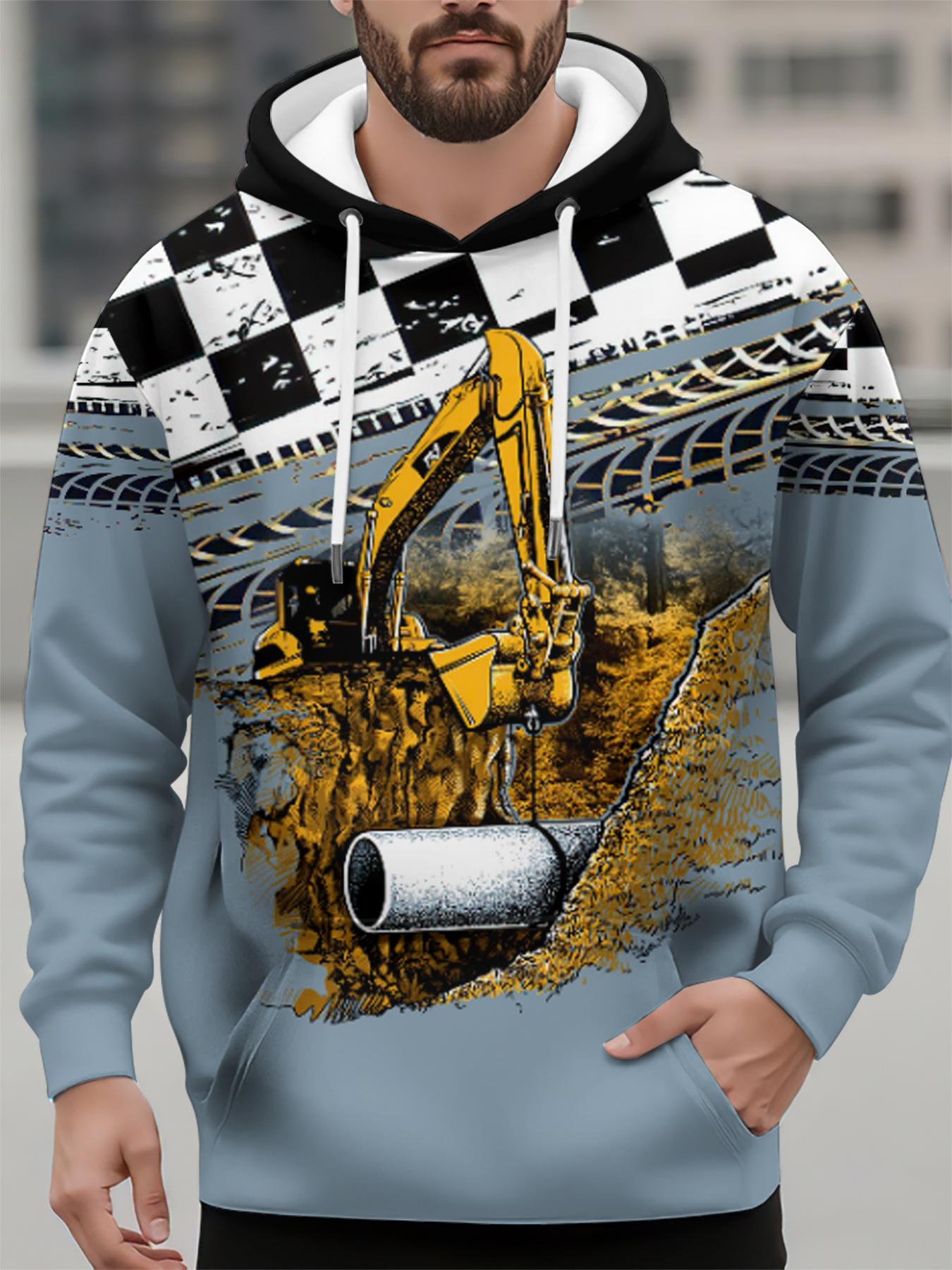 

Винтажное худи для мужчин, осенняя повседневная футболка с длинным рукавом, топы с принтом грузовика, модная уличная одежда, худи оверсайз для мужчин, одежда y2k S