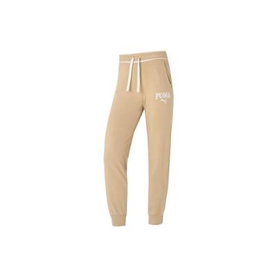 Letter Print Design Casual Mid Waist Knitted Sports Pants Women Pants Khaki 682178-83