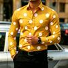 Camicia da Uomo a Pois Manica Lunga, Camicia Business Casual Slim Fit, Top da Uomo Tendenza Moda Casual da Esterno