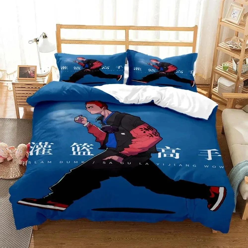 Anime Slam Dunk Cartoon Bedding Set Boys Girls Twin Queen Size Duvet Cover Pillowcase Bed Kids Adult Fashion Home Textile