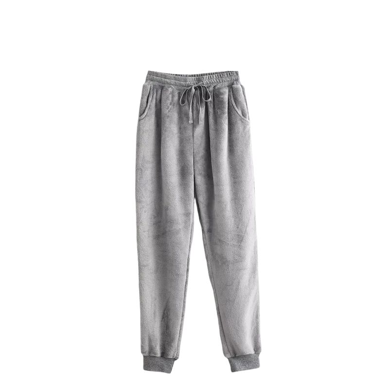 

Autumn and Winter Pajama Pants Men and Women Couple Flannel Home Pants Loose Casual Thick Trousers Close-Fitting Windproof Warm Women s gray L