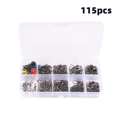 115Pcs Fishing Swivels Kit High-Strength Fishing Line Connector With Rolling Swivels Barrel Swivels