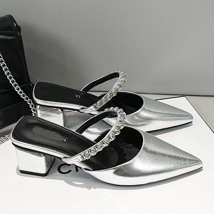 Summer Shoes Pointed High Heeled Sandals for Women's Back Air Half Toe Single Shoes Women Shoes Elegant Sandals Women Pumps