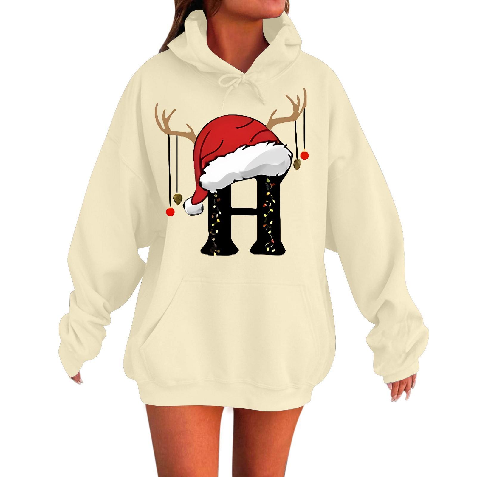 

Женская мода повседневная толстовка с капюшоном с длинным рукавом и круглым вырезом с карманами XL бежевый