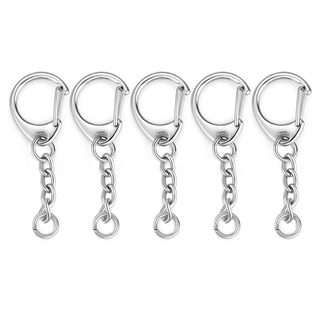 5/10pcs Lobster Clasp Key Ring Keychain C Shape Clasps Connector Hook For DIY Zircon Making Finding Key Chain Accessories