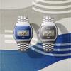 CASIO CLASSIC Digital Seigaiha Silver Watch, Pattern, A159WEVJ-7