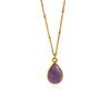 Stylish and simple natural stone stainless steel necklace, European and American personalized titanium steel sweater chain, light luxury and high-end