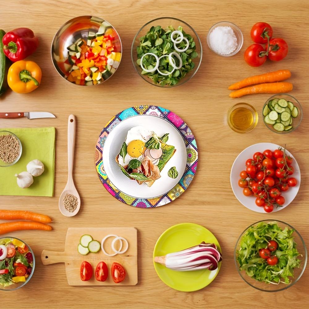 [Tischsets aus Holz] Set mit 4 Mandala-Tischsets aus Holz | Langlebig, hitzebeständig, rutschfest und leicht zu reinigen - Perfekt für Zuhause, Büro, Party