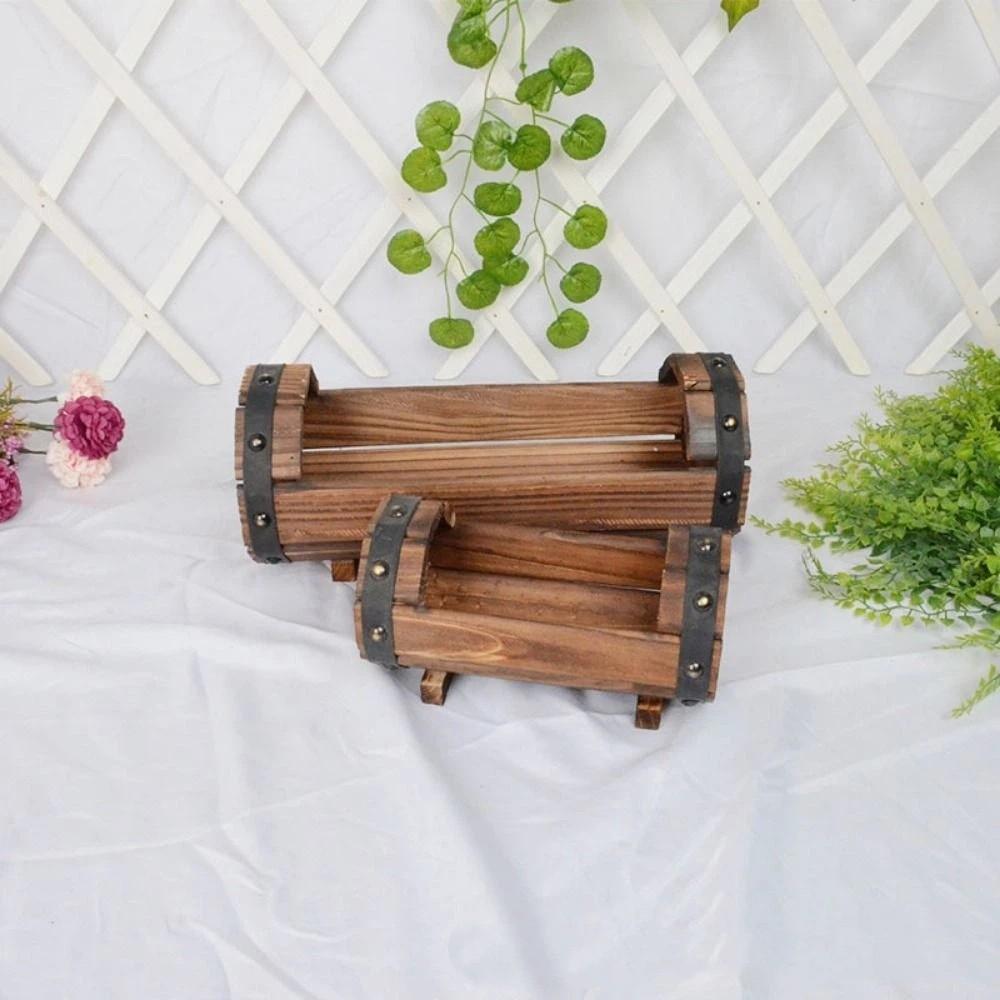 Rustic Wood Flower Pots Durable Flower Boxes Succulent Planter Flower Containers Balcony Planting