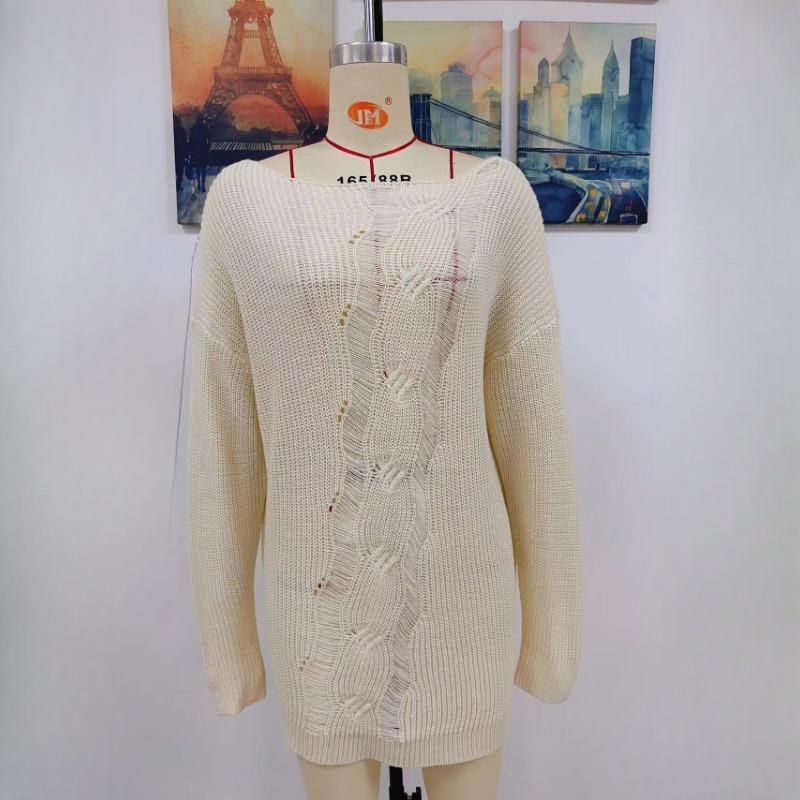 

IHUASU Женский осенне-зимний модный однотонный свободный свитер с пуговицами и веревкой XL абрикосовый