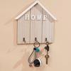 Wall Mount Key Holder Wooden House Shaped Keychain Organizer with 3 Hooks Rustic Key Rack for Entryway Bathroom Hallway Kitchen
