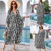European & American Cotton Print Plus Size Loose Beach Dress Cover-Up for Women