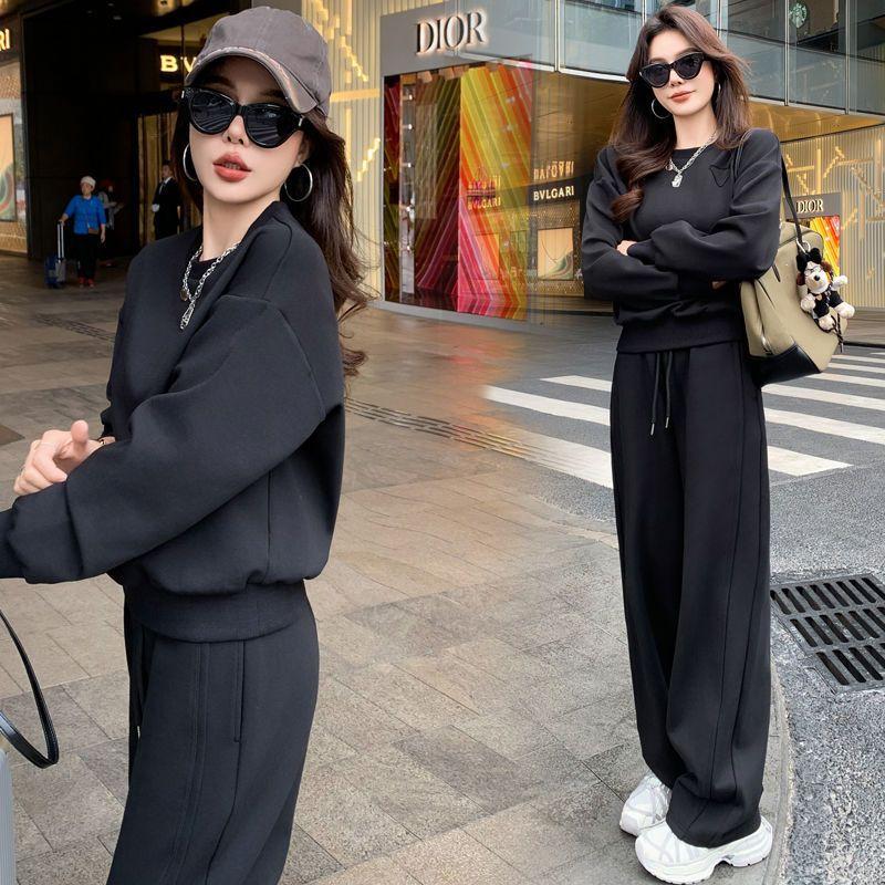 Casual Sports Suit Women's Autumn and Winter Fashion Age-reducing Loose Slimming Sweatshirt Two-piece Set