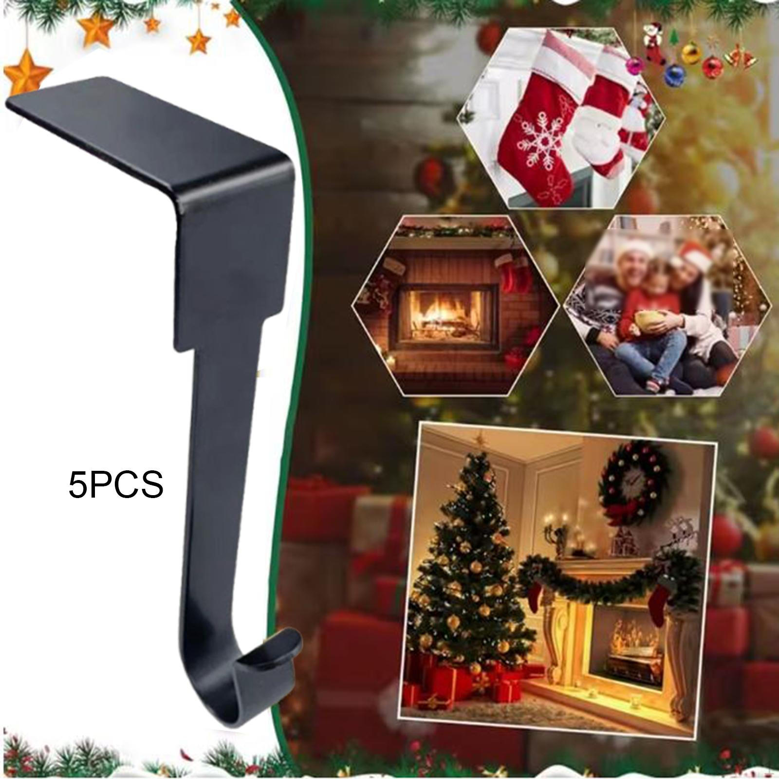 

5pcs Christmas Stocking Holders for Mantle, Fireplace Mantel Hooks Xmas Party чёрный