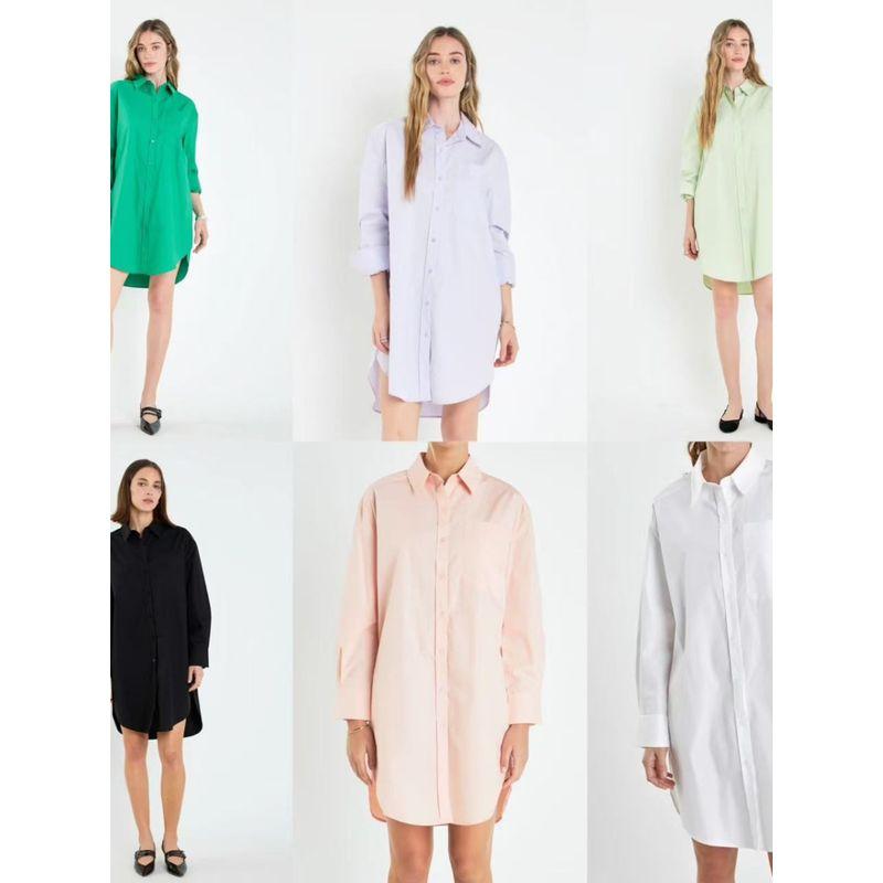 

Export Single Cotton Long White Shirt Skirt Loose Version Casual Cotton Dress Pants Trench Coat 6 Black/L Solitary product, no return no change