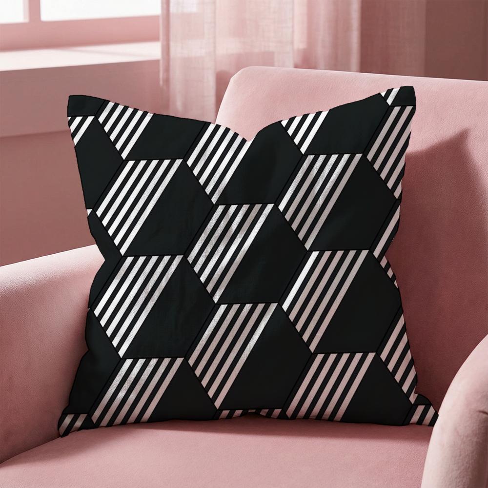 Geometric Line Texture Cushion Cover MultiScene Pillow Cover for Home Car Reversible Soft Durable for Daily Use