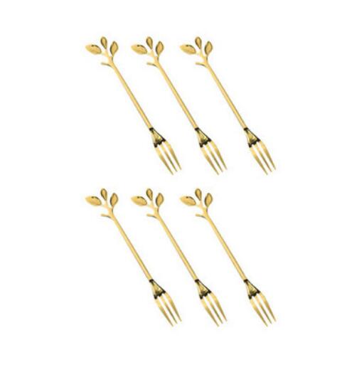 Stainless Steel Fruit Fork Spoon Set Tableware Storage Rack Golden Cute Spoon Household Dessert Cake Fork Home Decoration