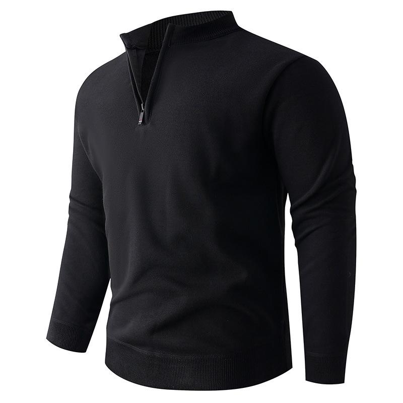 Men s Cross-border Half-Zip Knitwear, Plus Velvet Long Sleeve Base Layer Sweater for Autumn/Winter 4XL