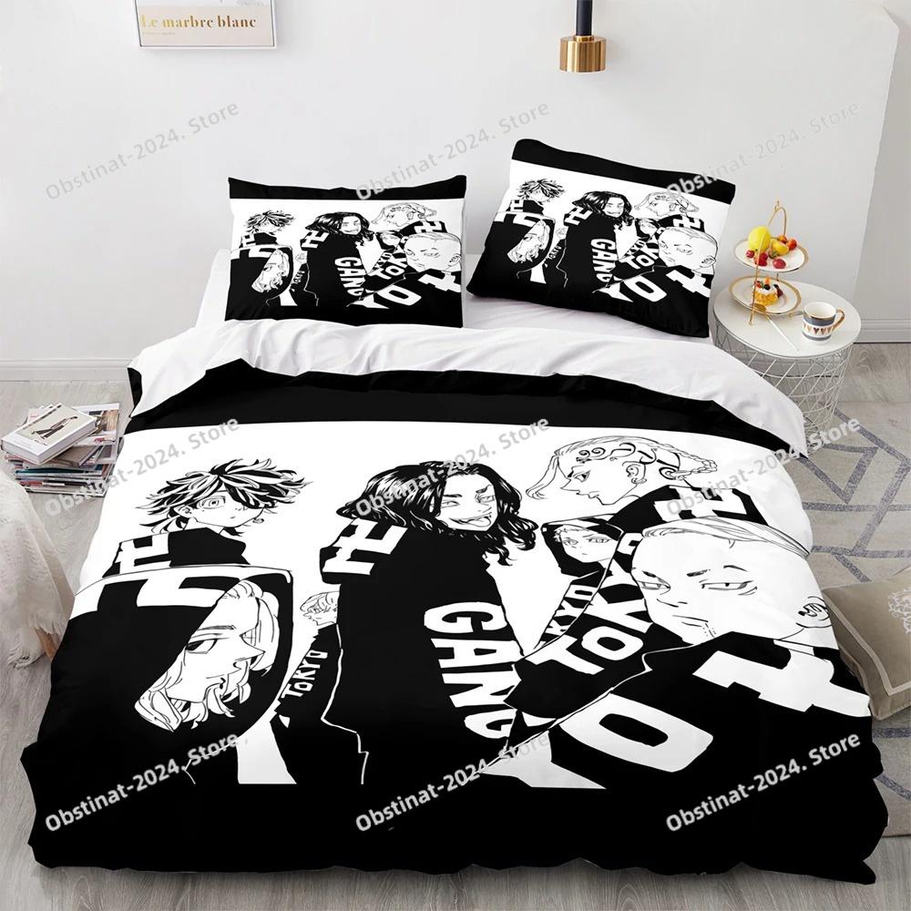 3D New Anime Tokyo Revengers Bedding Set Printed Bed Set Duvet Cover Sheet Pillowcase Bed Soft Quilt Cover Full Queen King Size