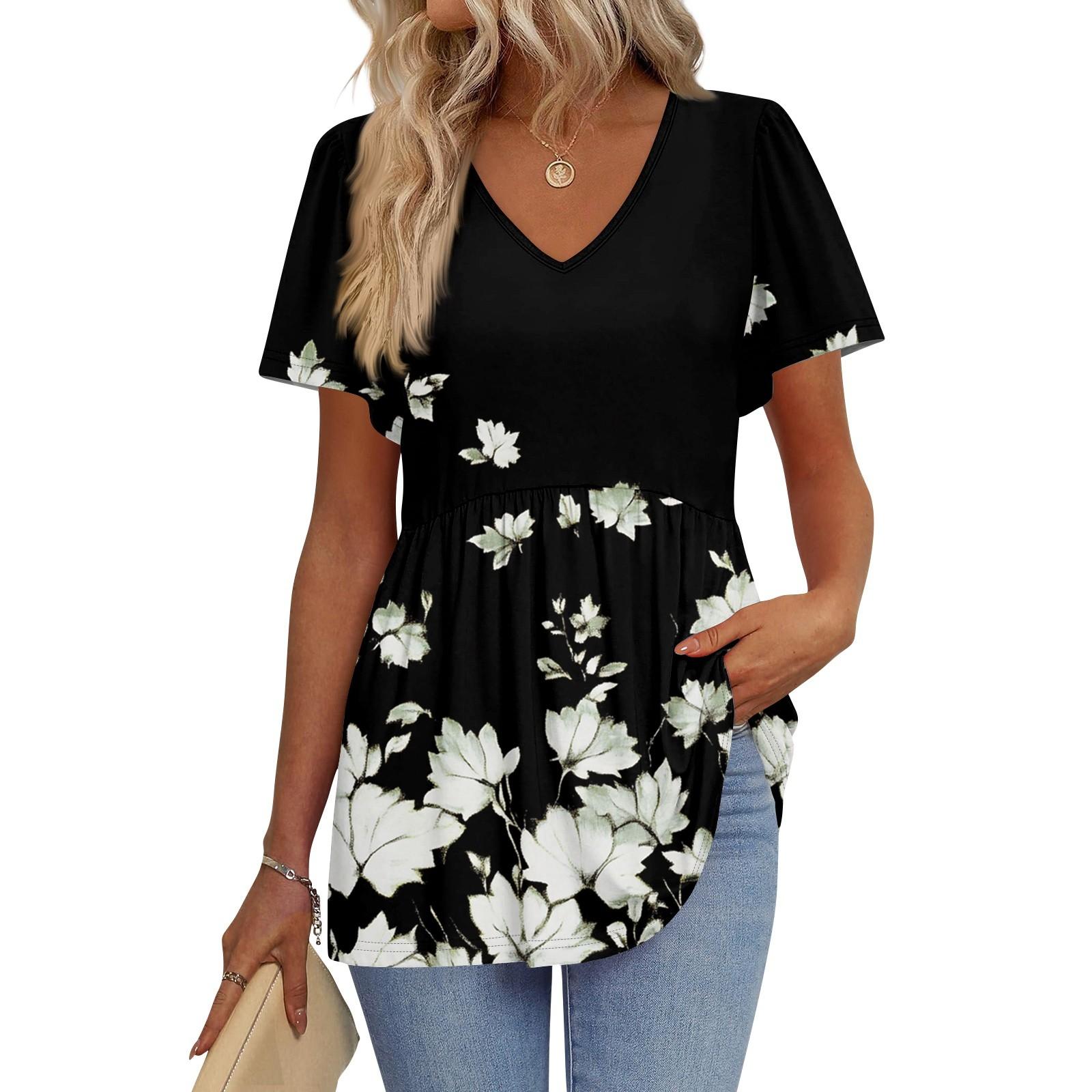 

Женские рубашки с коротким рукавом и оборками, повседневные наряды, модная футболка, топ XXXL