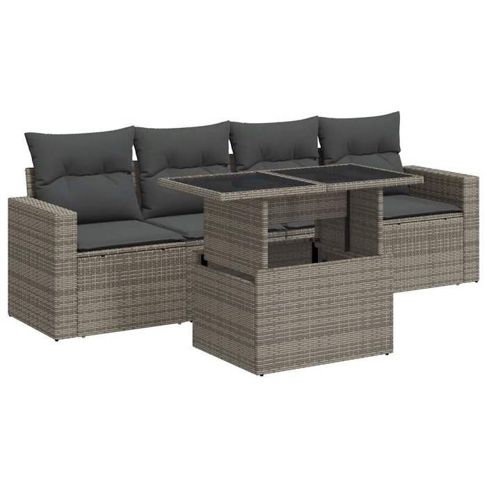 VidaXL Garden Furniture Set 5 Pcs with Grey Cushions Wicker 3326241