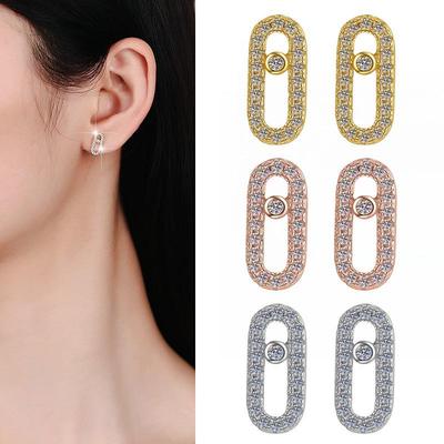 European Geometric Paperclip Oval Earrings with S925 Sterling Silver Needle for Women