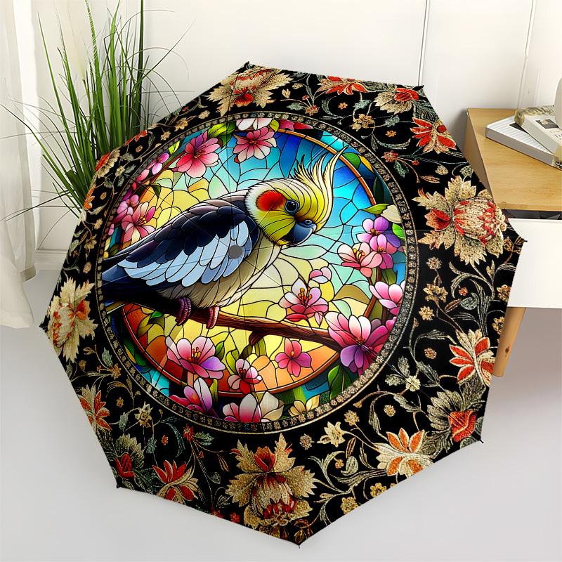 

Color Retro ParrotThemed Automatic Opening and Closing umbrella - 8 Ribs, Suitable for Leisure and Going Out, Outdoor Accessory, Gothic Styl