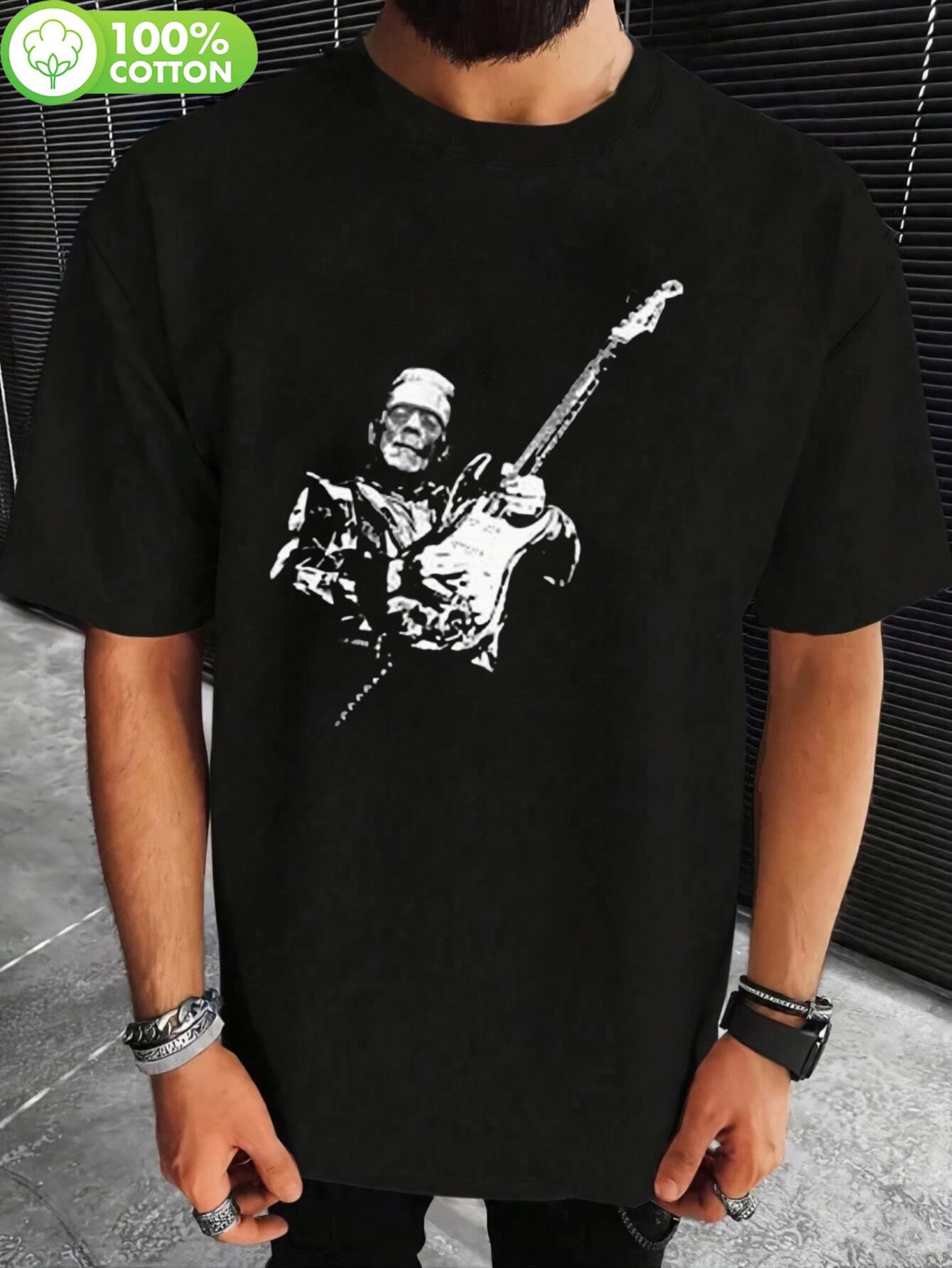 Black Frankenstein Guitarist Graphic Cotton Tshirt - Retr... XL