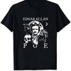 Herren Gothic Literatur T-Shirt Edgar Allan Poe Rabe Krähe Totenkopf Grafik T-Shirt Schwarz Weiß Druck Weiches Atmungsaktives Baumwollhemd