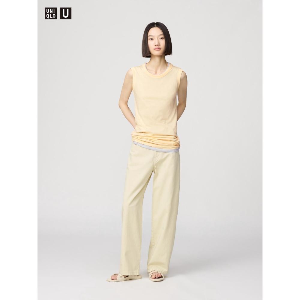 

Широкие брюки Uniqlo Japan из хлопка 31 BEIGE/55