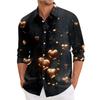 Men'S Casual Loose Fitting Long Sleeved Shirt Fashionable Lapel Shirt Top