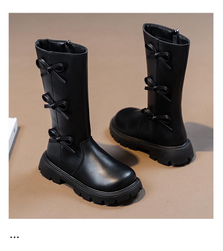 2025 Girls' High-Top Long Boots: Stylish Autumn/Winter Princess Boots with Plus Velvet Cotton