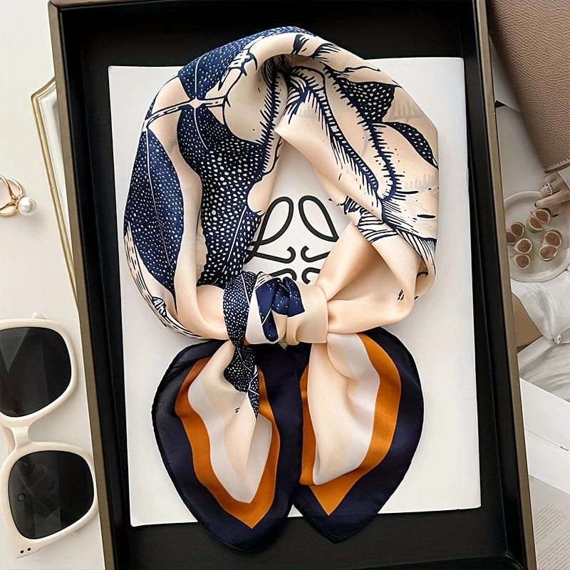 1pcs 70cm Flower and Bird Printed Square Scarf French Imitation Silk Rose Bird Scarf Clothes Bag Decoration Silk Scarves