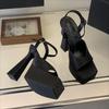 Pesstwei Sexy Platform Ultra High Heels Sandals Women Thick Heels Pearl Exposed Toes Buckle Strap Banquet Party Ladies Shoes