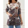 QICED Bluse e Camicie Casual da Donna alla Moda a Manica Lunga con Scollo a O