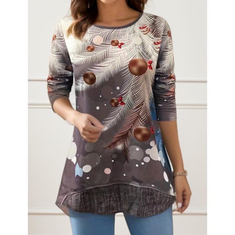 

BITCED Women s Fashion Casual Long Sleeve O-Neck Blouses & Shirts S серый