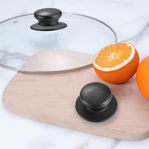 Pot Lid Knobs, Pot Handles, Pot Accessories, Heat-Resistant Plastic Knob Handles, Kitchen Cookware, Pot Lid Replacement, Black, Round, Pack of 4