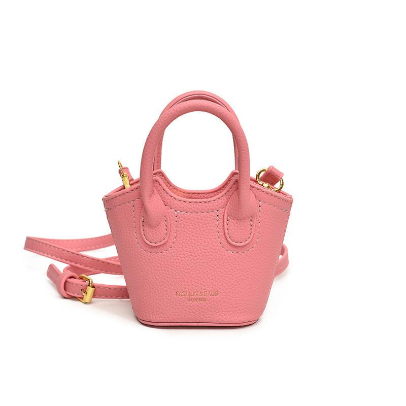 Pu Leather Chic Mini Water Bucket Bag For Kids In Adorable Colors Outings Daily