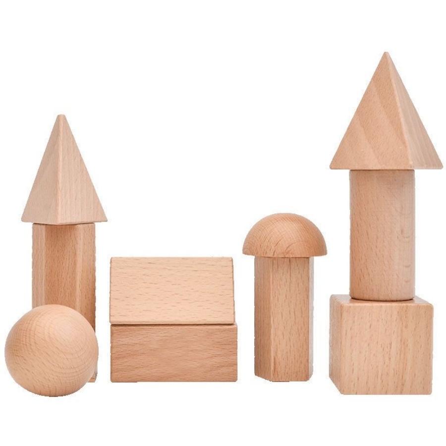 Log color wood Rainbow castle building block toys, children's Montessori educational geometric building block toys, baby buildin