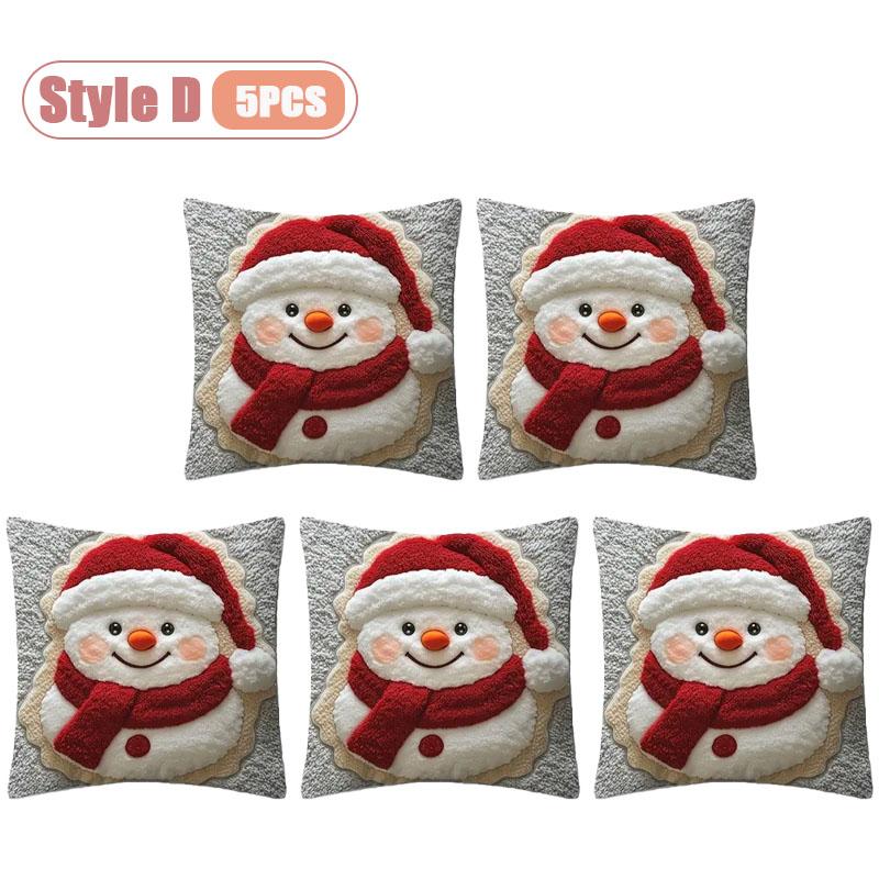 1-10PCS Christmas Pillow Cover Snowman and Reindeer Digital Print Sofa Cushion for Home Office and Living Room Holiday Decor