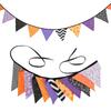 Colorful Halloween Triangular Flags Thanksgiving Cotton Fabric Pennant Bunting Banners for Schools Homes and Offices