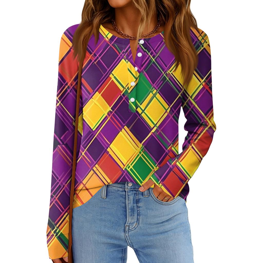 Women's Fashionable Loose Long Sleeved Carnival Printed Casual Top