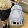 Nylon Casual Laptop Bag 16.9 Inch Polka Dot Piano Key Travel Daypacks with Pendant for Teen Girls Travel Shopping Daily Use