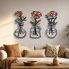 3 Pieces Metal Wall Art with Floral Arrangement Botanical Openwork